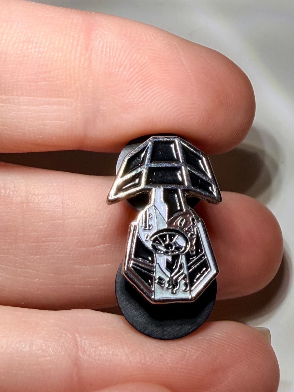 Star Wars Inspired Imperial TIE Fighter Cockpit Enamel Hat Pin Black Silver